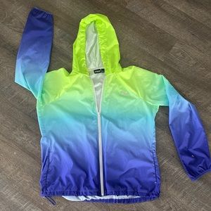 Neon tie dye rain jacket